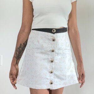 Sister Jane button front mini skirt in cream jacquard
